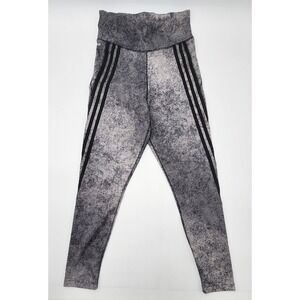 Adidas Aeroready Leggings Womens Small‎ Gray Black High Waisted 3-Stripe